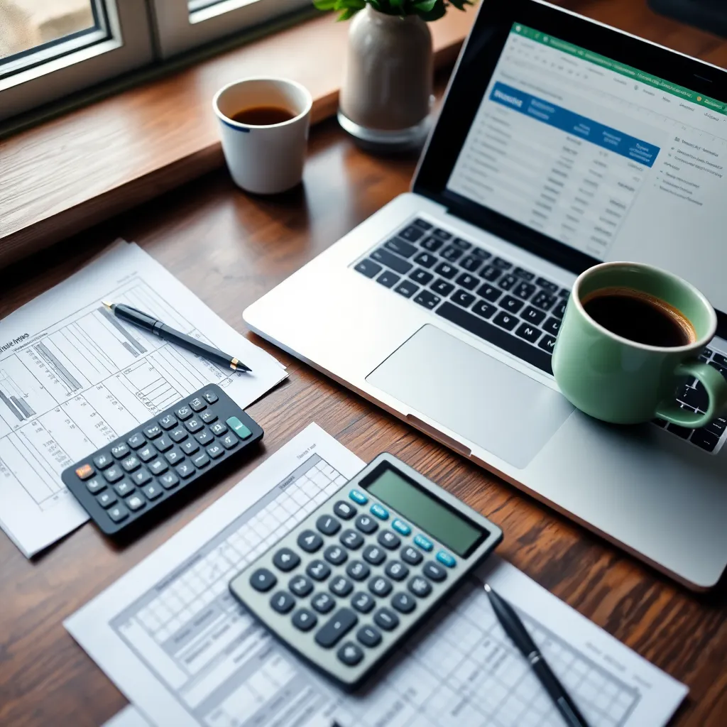 Jong stel bekijkt pensioenplanning op laptop