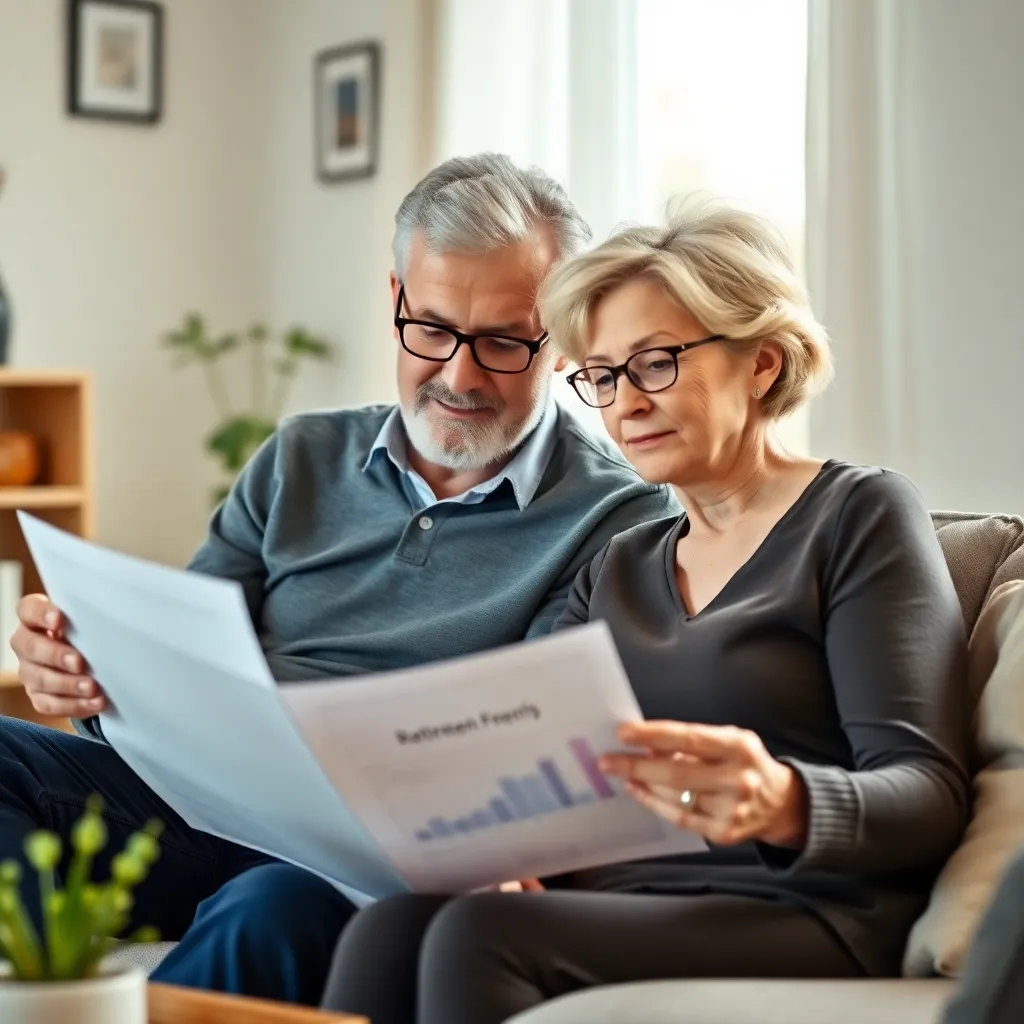 Jonge ouders die financiën bespreken met kind in de achtergrond